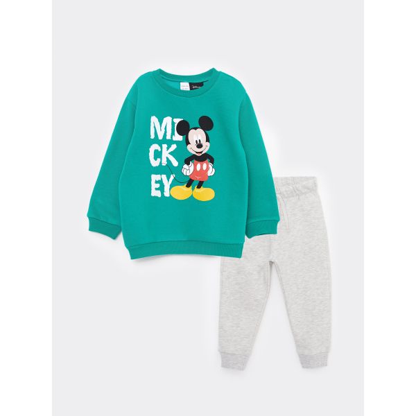 Crew Neck Long Sleeve Mickey Mouse Printed Baby Boy Sweatshirt and Sweatpants 2-Pack Set