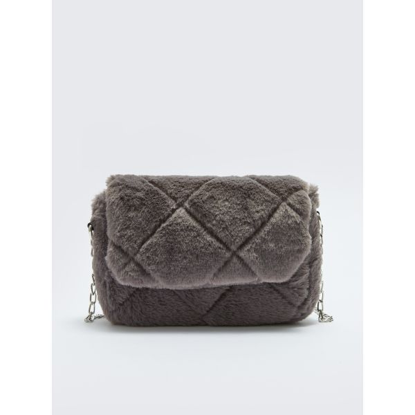 Furry Quilted Detailed Women's Crossbody Bag