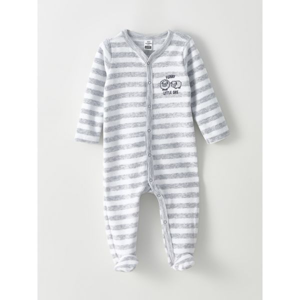 V-Neck Striped Long Sleeve Baby Boy Rompers