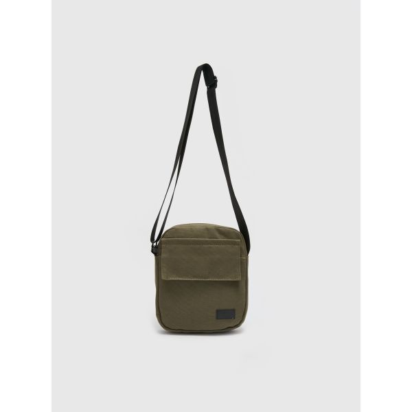 Label Printed Zipper Men's Crossbody Bag