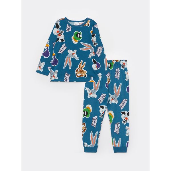 Crew Neck Long Sleeve Looney Tunes Printed Baby Boy Pajama Set