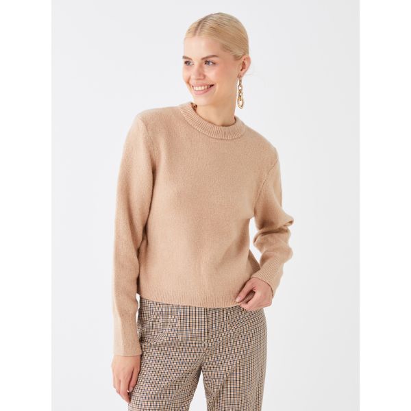 Crew Neck Regular Long Sleeve Women's Tricot Sweater