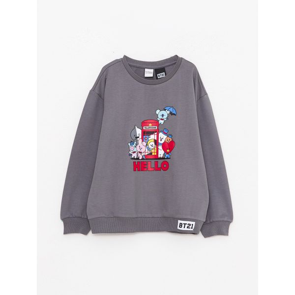 Crew Neck BT21 Printed Long Sleeve Girl Sweatshirt