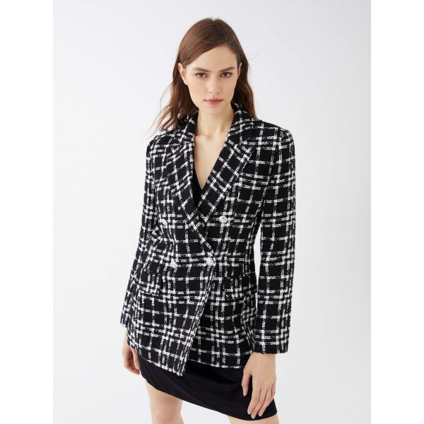 Patterned Long Sleeve Women's Blazer Jacket