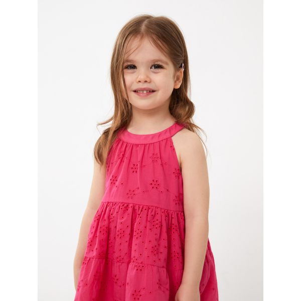 Crew Neck Embroidered Baby Girl Dress