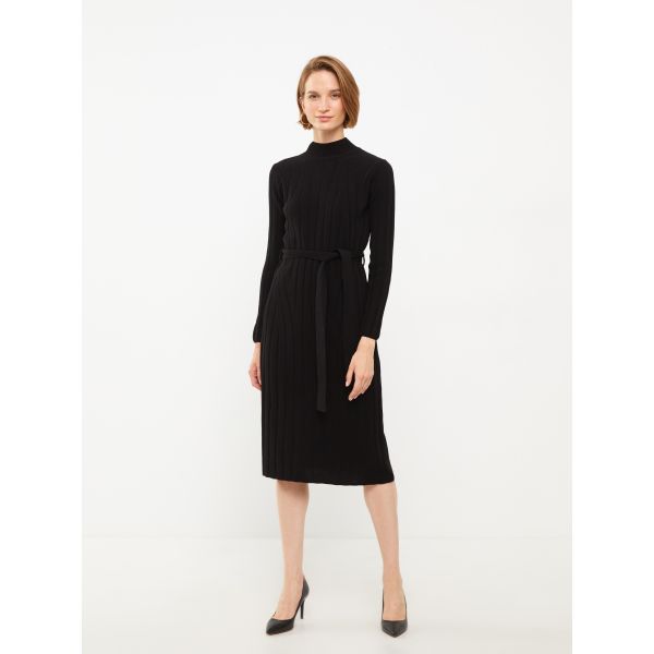 Half Turtleneck Regular Long Sleeve Women's Tricot Dress