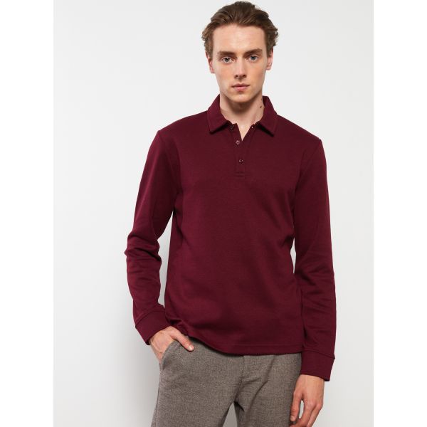 Polo Neck Long Sleeve Men's Sweatshirt