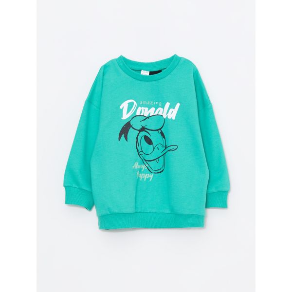 Crew Neck Long Sleeve Donald Duck Printed Baby Boy Sweatshirt