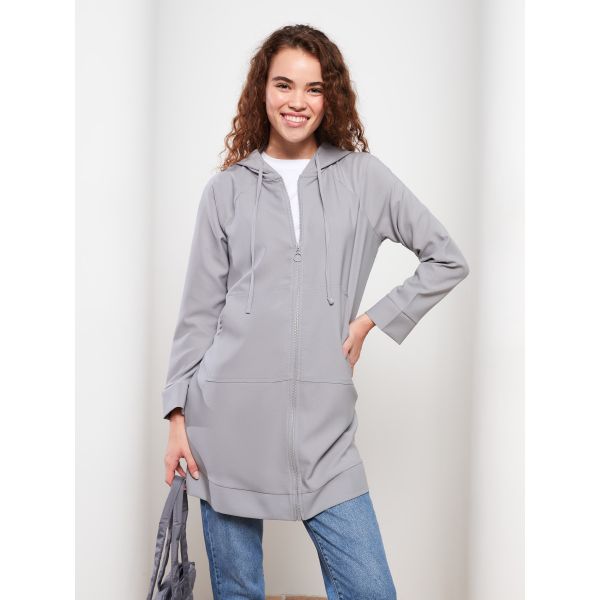 Hooded Regular Long Sleeve Oversize Women's Tunic