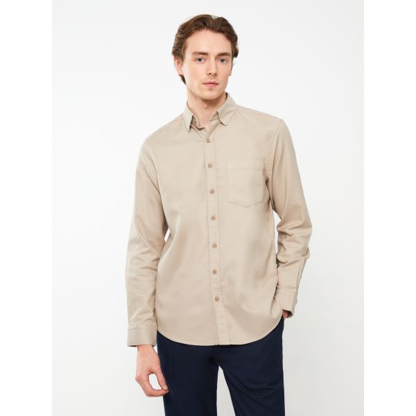 Regular Fit Long Sleeve Gabardine Men's Shirt