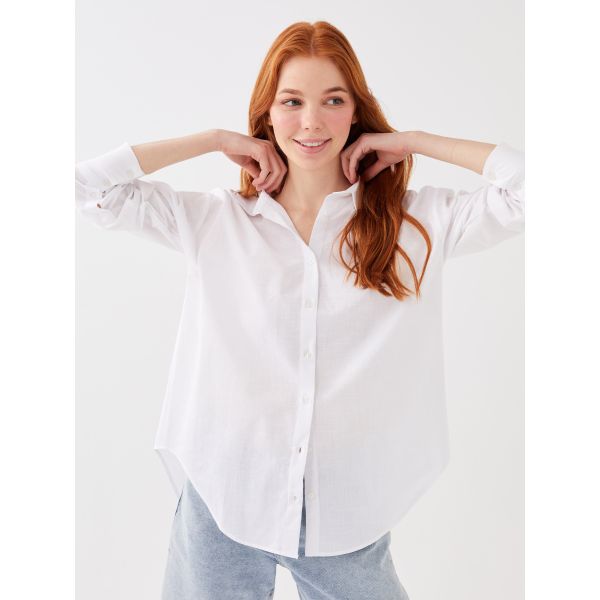 Shirt Collar Straight Long Sleeve Oversize Women's Tunic