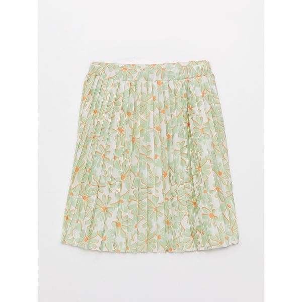 Elastic Waist Patterned Girl Skirt