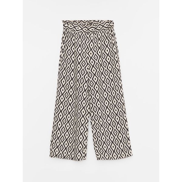 Wide Leg Viscose Girl Trousers With Elastic Waist Pattern