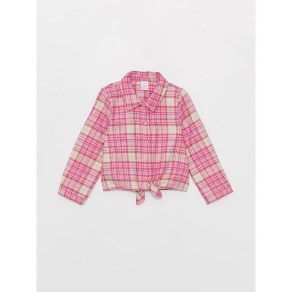 Long Sleeve Plaid Patterned Baby Girl Shirt