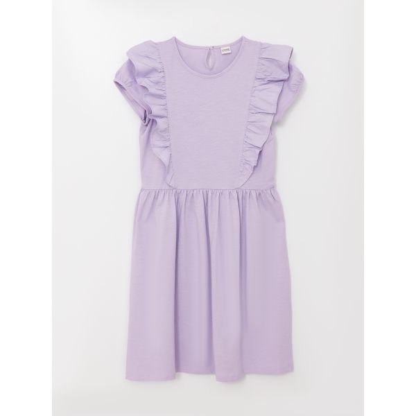 Crew Neck Basic Short Sleeve Girl Dress