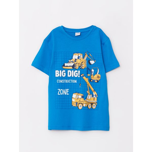 Crew Neck Printed Short Sleeve Cotton Boy T-shirt