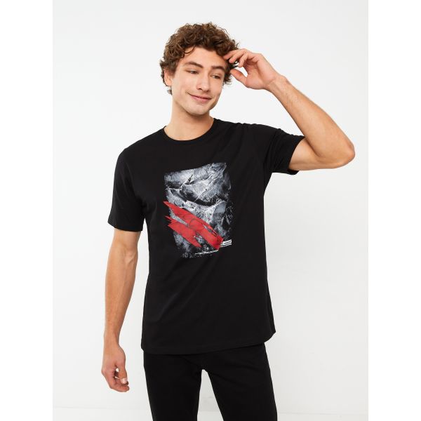 Crew Neck Short Sleeve Printed Combed Cotton Men's T-shirt