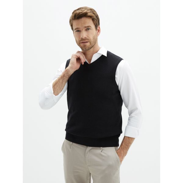 V Neck Sleeveless Straight Men's Sweater