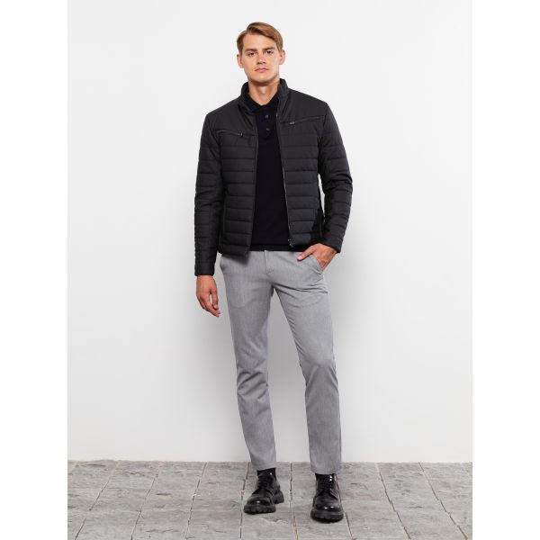 Slim Fit Turtle Neck Men's Faux Leather Jacket