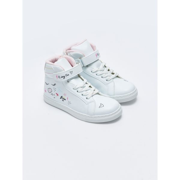 Printed Lace-Up Velcro and Zipper Ankle Boy Girl Sports Shoes