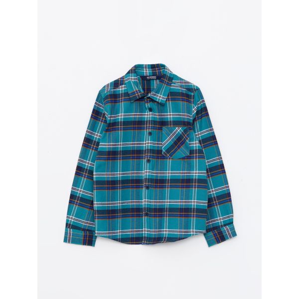 Plaid Long Sleeve Gabardine Boy Shirt