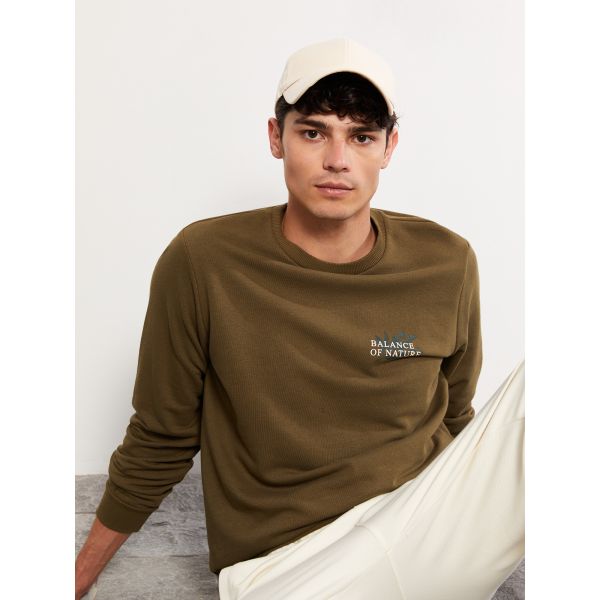 Crew Neck Long Sleeve Printed Men's Sweatshirt