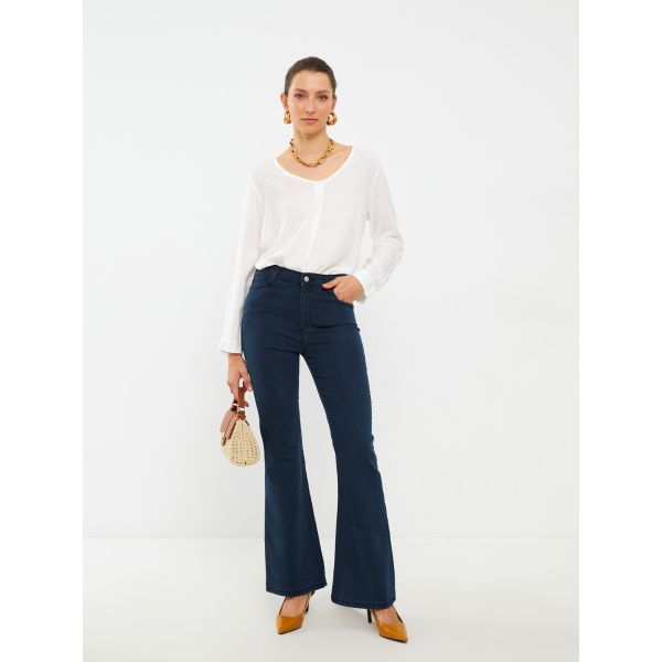 Skinny Fit Regular Pocket Detailed Women's Denim Trousers