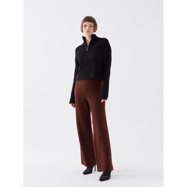 Elastic Waist Regular Bell-Bottoms Women's Tricot Trousers