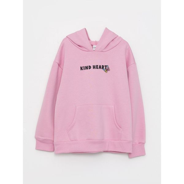 Hooded Printed Long Sleeve Girl Sweatshirt