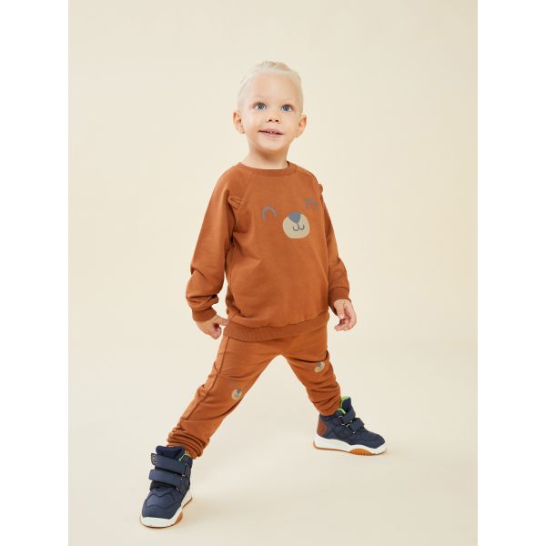 Crew Neck Long Sleeve Printed Baby Boy Sweatshirt and Trousers 2-Pack Set