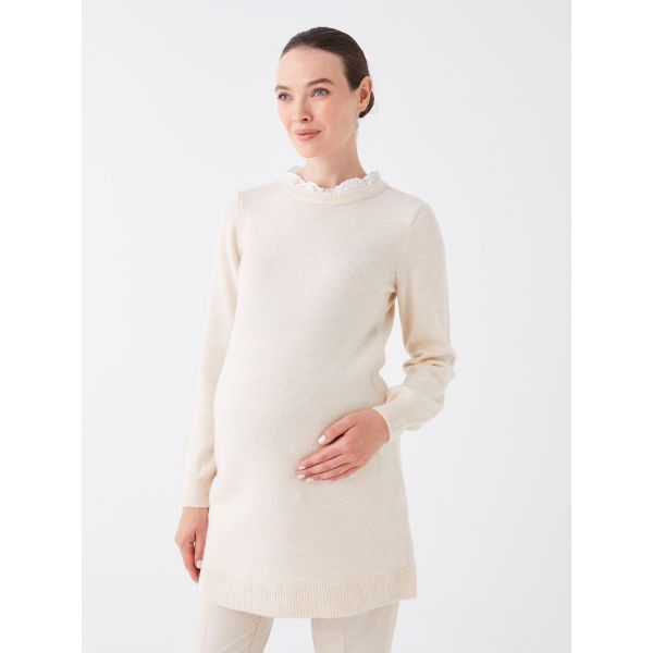 Crew Neck Regular Long Sleeve Maternity Tricot Tunic