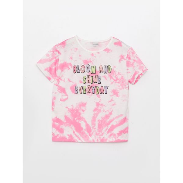 Crew Neck Printed Short Sleeve Girl T-shirt