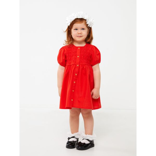 Crew Neck Short Sleeve Baby Girl Dress