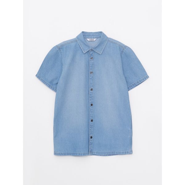 Basic Short Sleeve Boy Jean Shirt