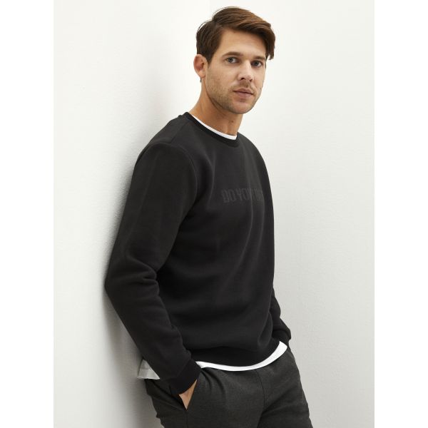 Crew Neck Long Sleeve Printed Men's Sweatshirt