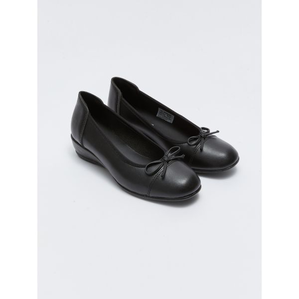 Leather Look Bow Detailed Women's Classic Shoes