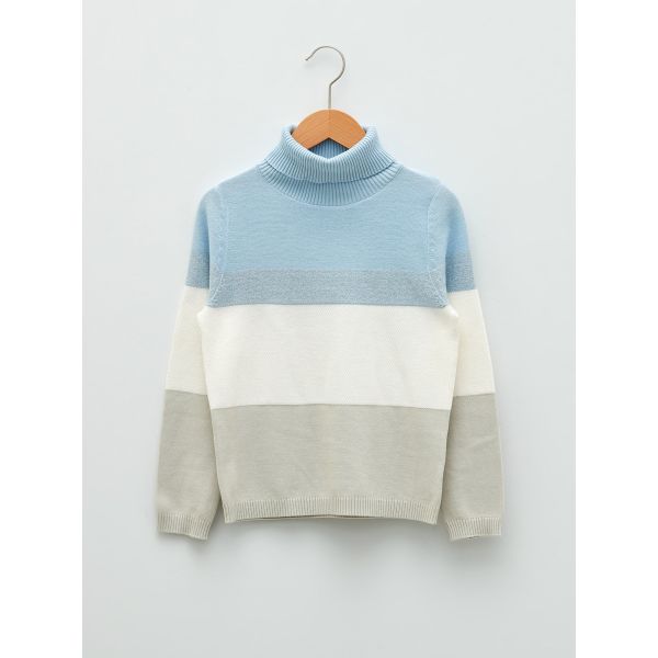 Turtleneck Color Block Long Sleeve Girls' Knitwear Sweater