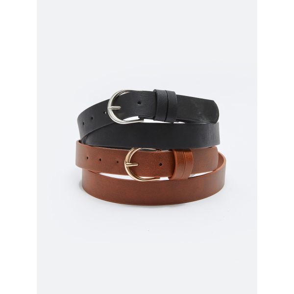 Leather Look Women Belt 2 Pieces