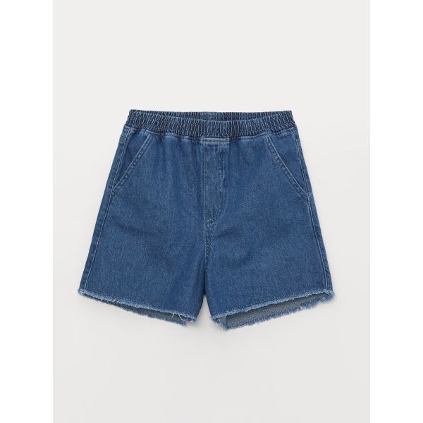 Basic Girl Jean Short With Waist Elastic