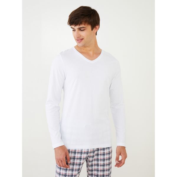 V-Neck Long Sleeve Men's Undershirt