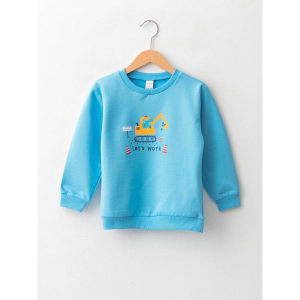 Crew Neck Long Sleeve Printed Baby Boy Sweatshirt