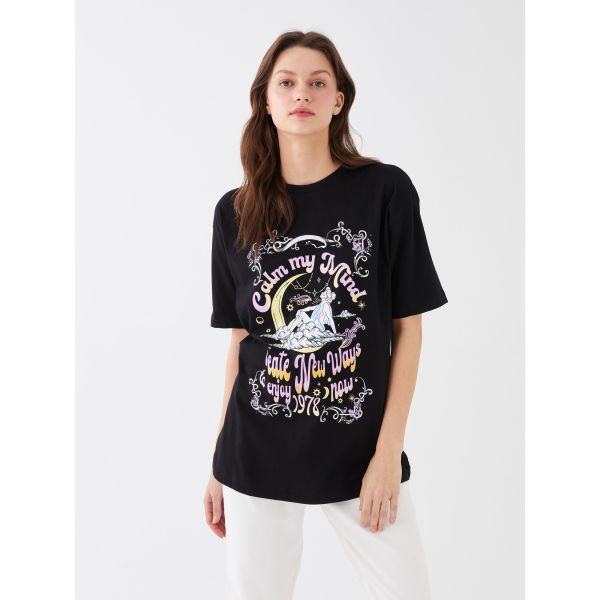 Crew Neck Printed Short Sleeve Oversized T-Shirt