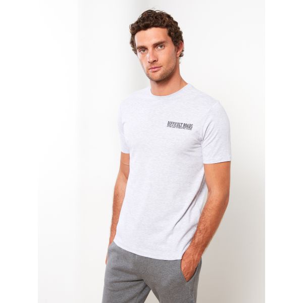 Crew Neck Short Sleeve Printed Combed Cotton Men's T-shirt