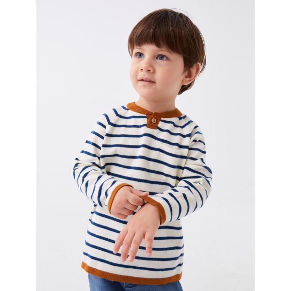 Crew Neck Striped Baby Boy Knitwear Sweater