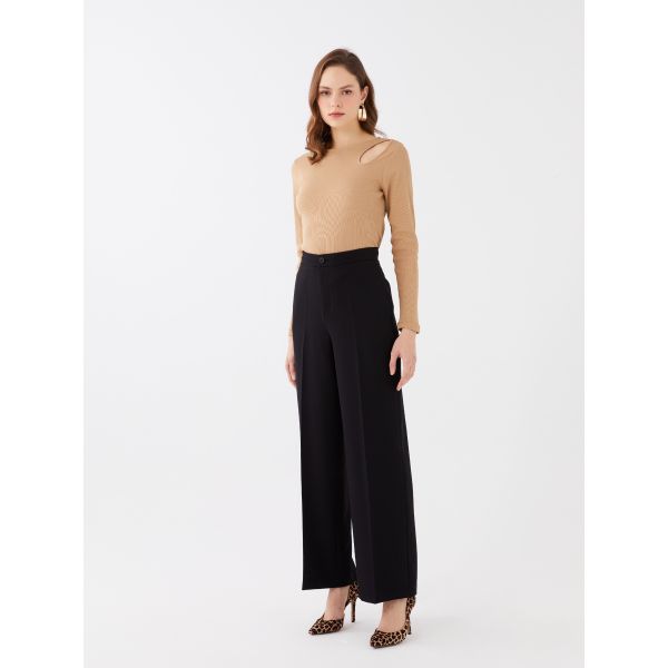 Women's High Waisted Standard Fit Regular Trousers