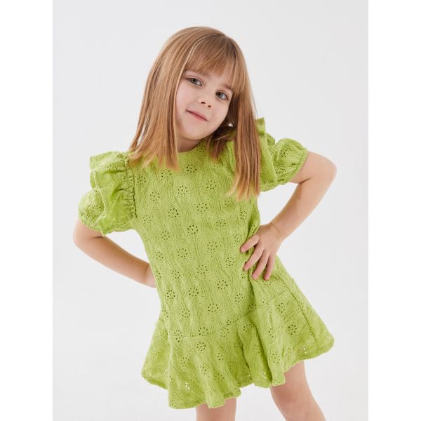 Crew Neck Short Sleeve Baby Girl Dress