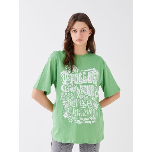 Crew Neck Printed Short Sleeve Oversized T-Shirt