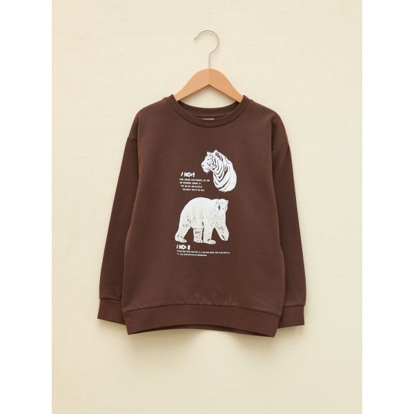 Crew Neck Printed Long Sleeve Boy Sweatshirt