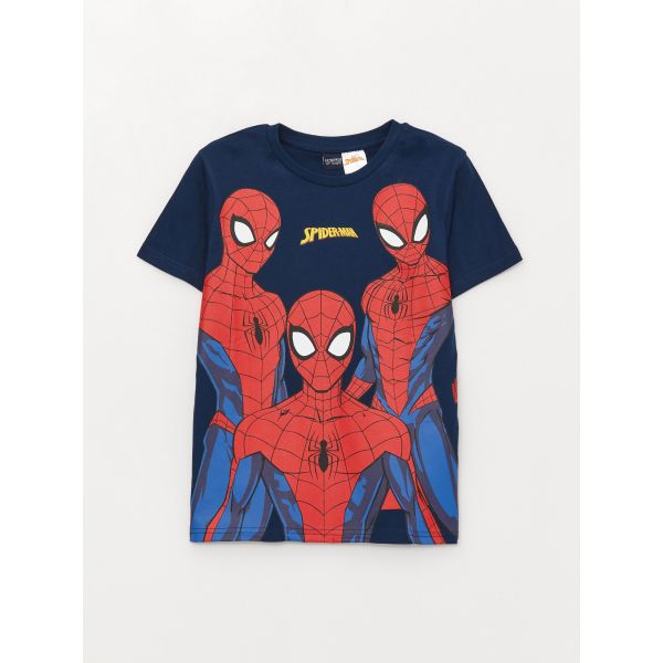 Crew Neck Spiderman Printed Short Sleeve Boy T-Shirt