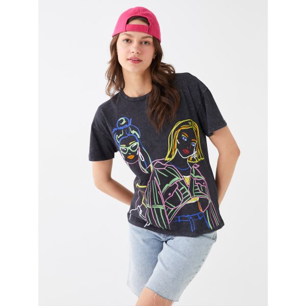 Crew Neck Printed Short Sleeve Women's T-shirt